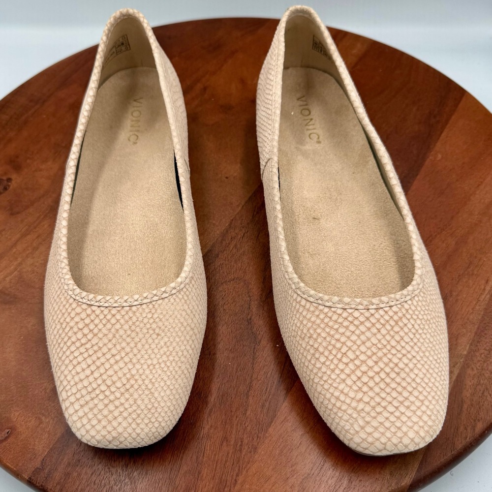 Vionic Orinda 2 Ballet Flats Cameo Rose Nubuck Textured Square Toe Coquette W 11